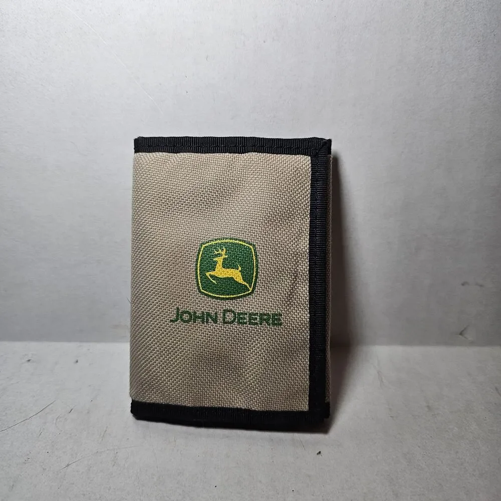 RARE John Deere Fabric Trifold Wallet with a Hook And Loop Closure